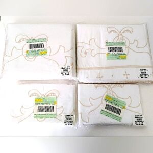 NOS Full/Queen Embroidered/Cutwork Duvet; FULL Bedskirt; STD Shams (2)